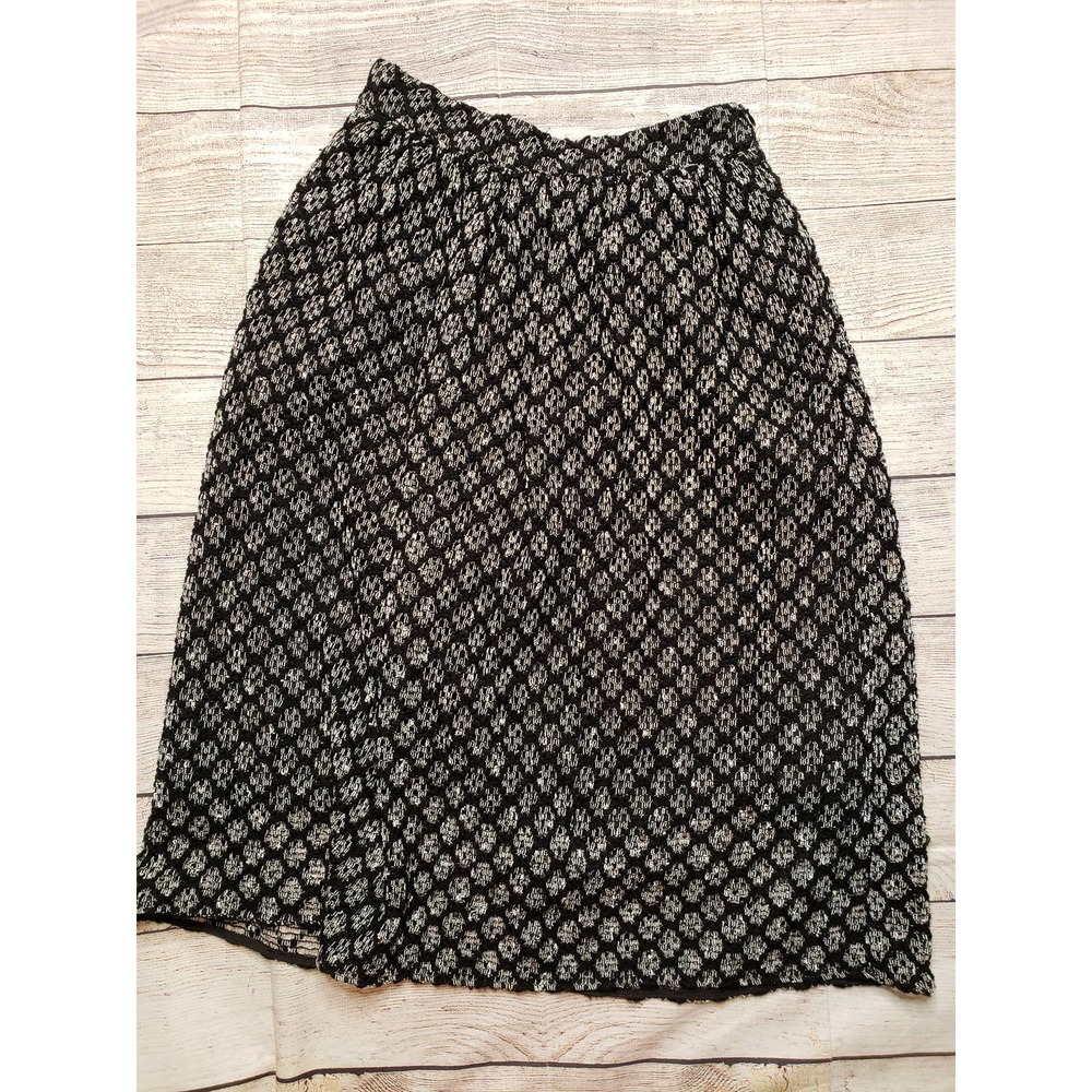 ZARA Women's Black White Open Knit Midi Skirt S